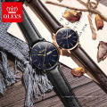 2866 OLEVS Marca Moda Casual Un par de reloj de pulsera para hombres y mujeres Material de la correa de cuero de la Pu Día / fecha Reloj de cuarzo Reloj de amante